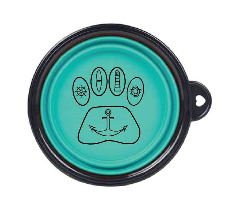 Nautical Dog Beach Collapsable Water Bowl