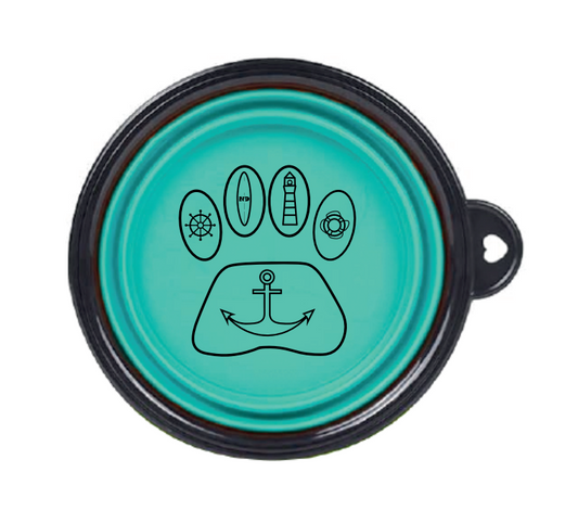 Nautical Dog Beach Collapsable Water Bowl